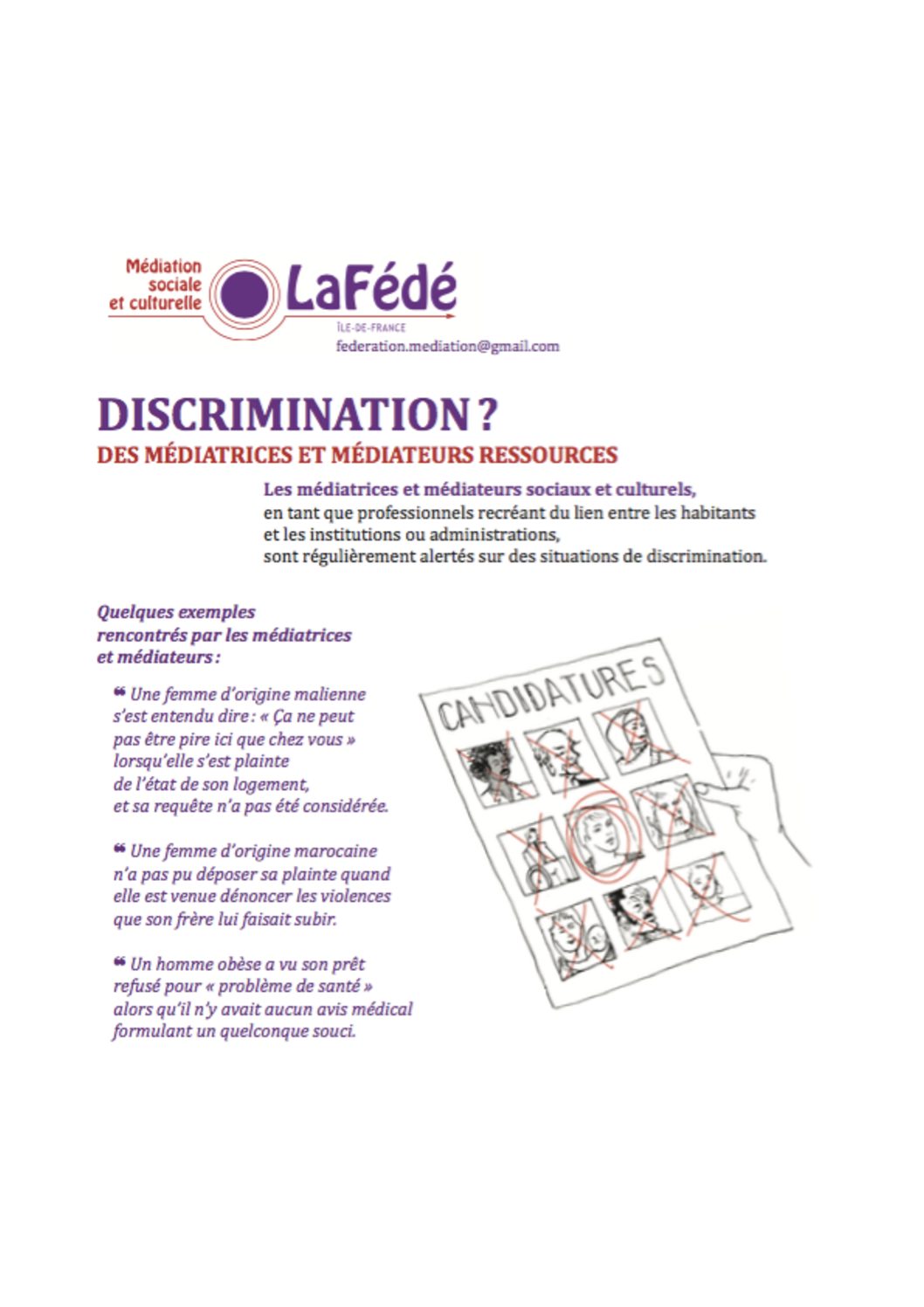 « Discrimination ? Des médiateurs et médiatrices ressources »